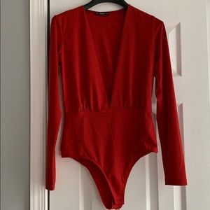Deep V-neck bodysuit